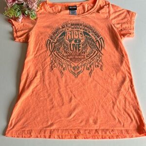 Peach Orange Harley Davidson T Shirt XL KANSAS Ride to live Harley T Shirt